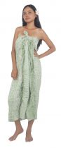 Paréo Batik femme fleurs vert clair