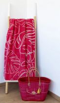 Serviette de plage tropicale Skiva rose